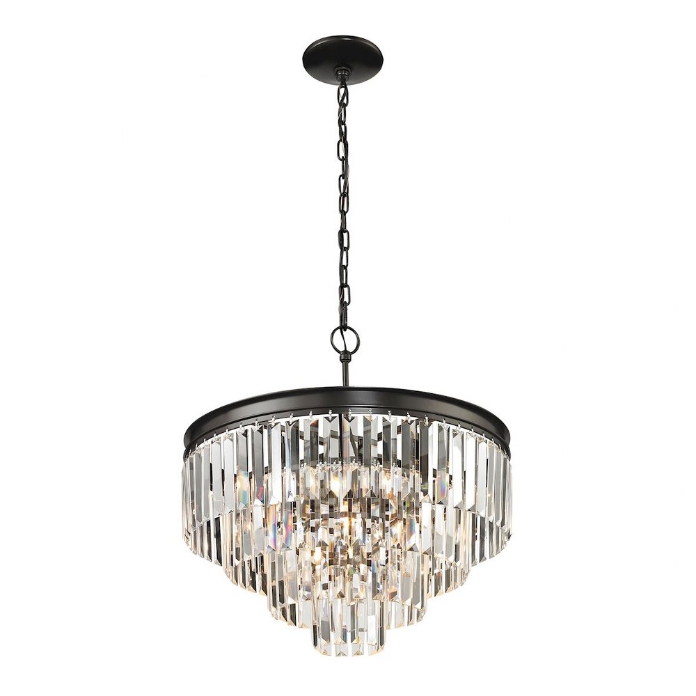 Elk Lighting-14213/4+1-Palacial - 5 Light Chandelier in Traditional Style with Art Deco and Luxe/Glam inspirations - 21 Inches tall and 20 inches wide   Oil Rubbed Bronze Finish with Clear Crystal