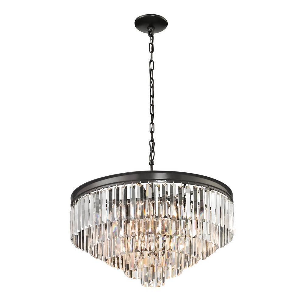 Elk Lighting-14214/5+1-Palacial - 6 Light Chandelier in Traditional Style with Art Deco and Luxe/Glam inspirations - 22 Inches tall and 24 inches wide   Oil Rubbed Bronze Finish with Clear Crystal