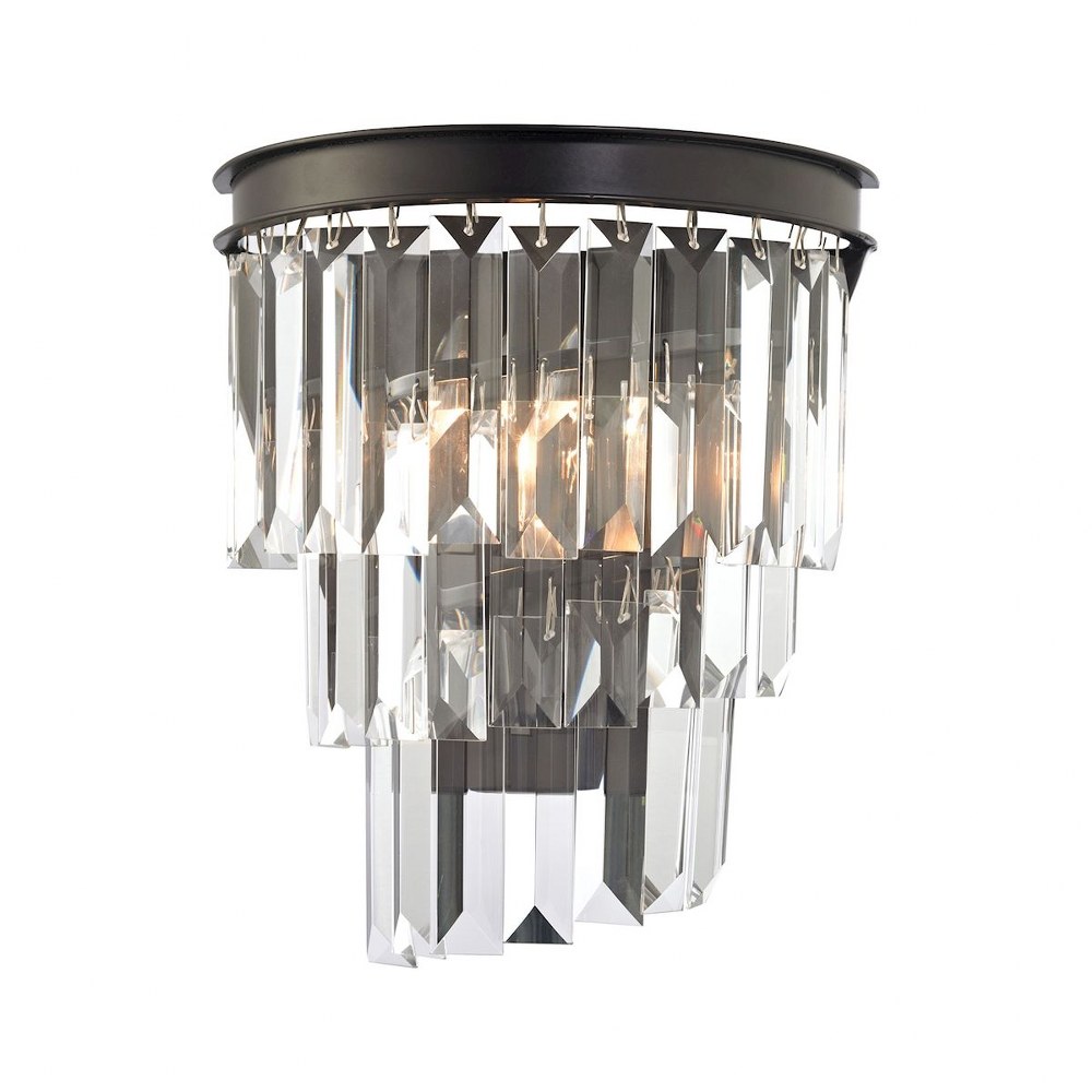 Elk Lighting-14215/1-Palacial - 1 Light Wall Sconce in Traditional Style with Art Deco and Luxe/Glam inspirations - 10 Inches tall and 9 inches wide   Oil Rubbed Bronze Finish with Clear Crystal Glass