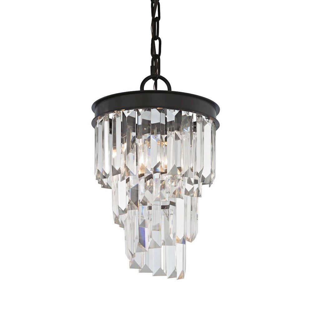 Elk Lighting-14216/1-Palacial - 1 Light Mini Pendant in Traditional Style with Art Deco and Luxe/Glam inspirations - 12 Inches tall and 8 inches wide   Oil Rubbed Bronze Finish with Clear Crystal