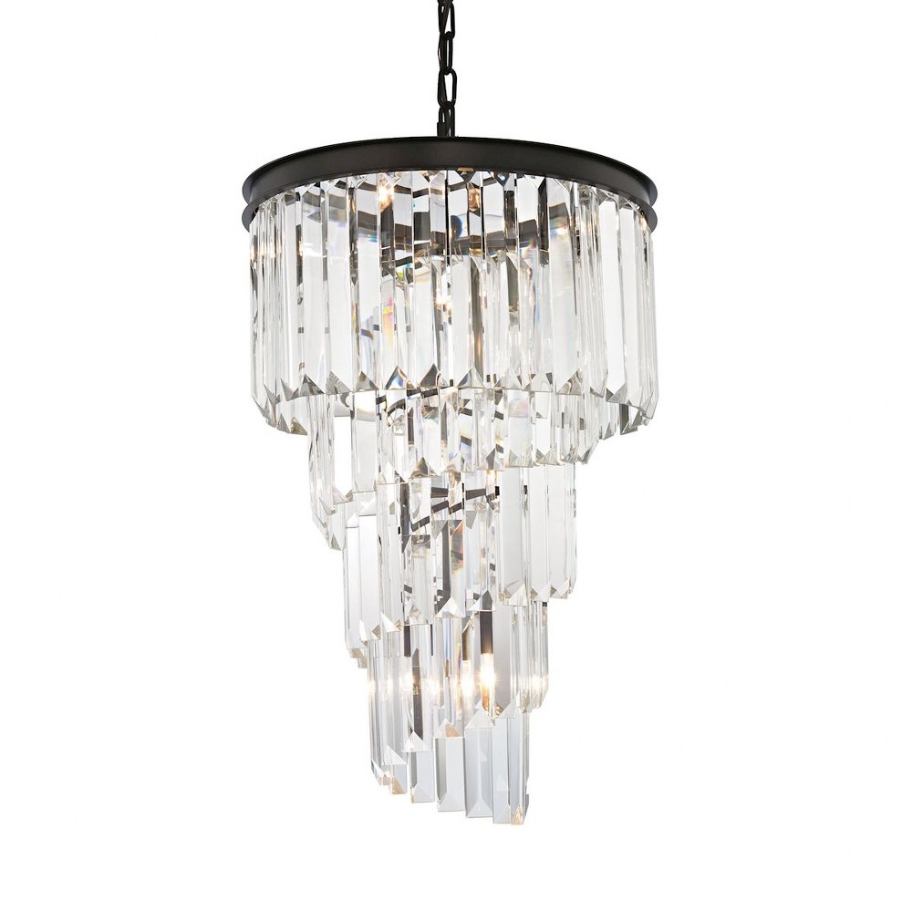 Elk Lighting-14217/6-Palacial - 6 Light Chandelier in Traditional Style with Art Deco and Luxe/Glam inspirations - 27 Inches tall and 16 inches wide   Oil Rubbed Bronze Finish with Clear Crystal