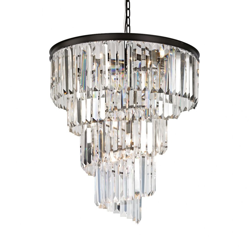 Elk Lighting-14218/9-Palacial - 9 Light Chandelier in Traditional Style with Art Deco and Luxe/Glam inspirations - 31 Inches tall and 26 inches wide   Oil Rubbed Bronze Finish with Clear Crystal