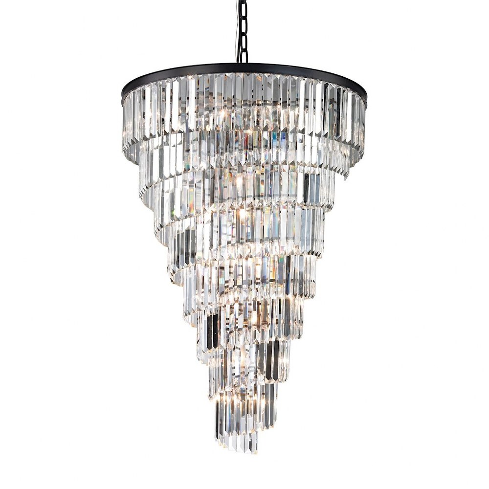 Elk Lighting-14219/14-Palacial - Fifteen Light Chandelier in Traditional Style with Art Deco and Luxe/Glam inspirations - 53 Inches tall and 36 inches wide   Oil Rubbed Bronze Finish with Clear Crysta