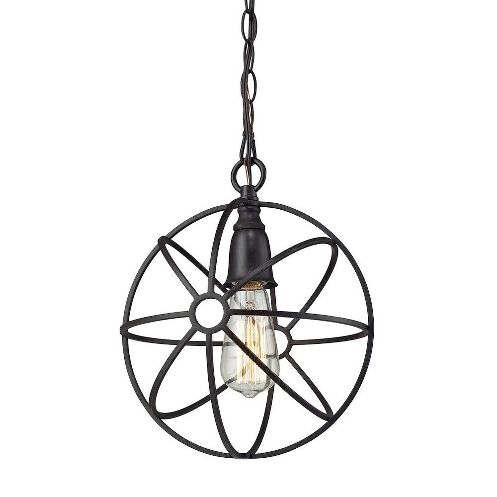 Elk Lighting-14241/1-Yardley - 1 Light Mini Pendant in Transitional Style with Urban/Industrial and Modern Farmhouse inspirations - 12 Inches tall and 10 inches wide   Oil Rubbed Bronze Finish with Wi