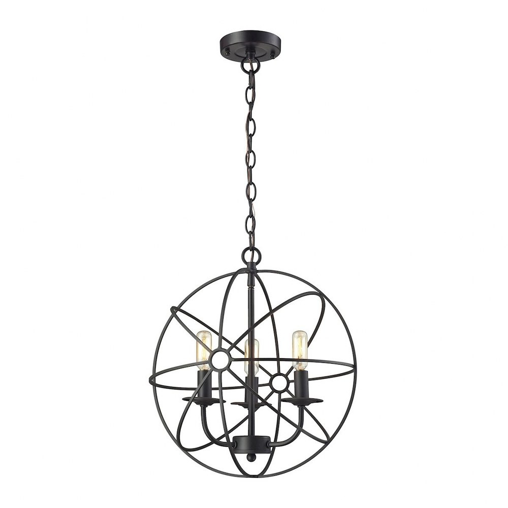 Elk Lighting-14243/3-Yardley - 3 Light Chandelier in Transitional Style with Urban/Industrial and Modern Farmhouse inspirations - 17 Inches tall and 16 inches wide   Oil Rubbed Bronze Finish with Wire