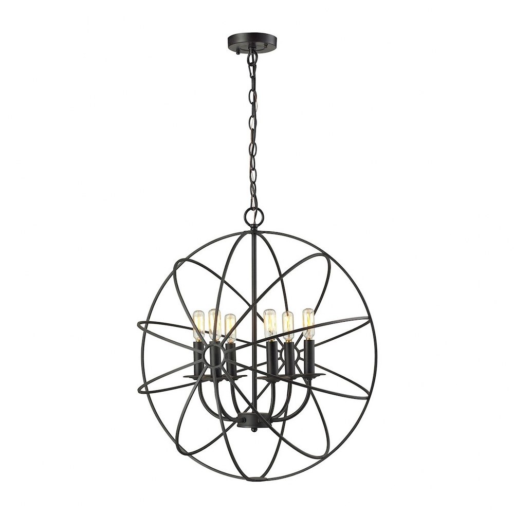 Elk Lighting-14244/6-Yardley - 6 Light Chandelier in Transitional Style with Urban/Industrial and Modern Farmhouse inspirations - 26 Inches tall and 23 inches wide   Oil Rubbed Bronze Finish with Wire