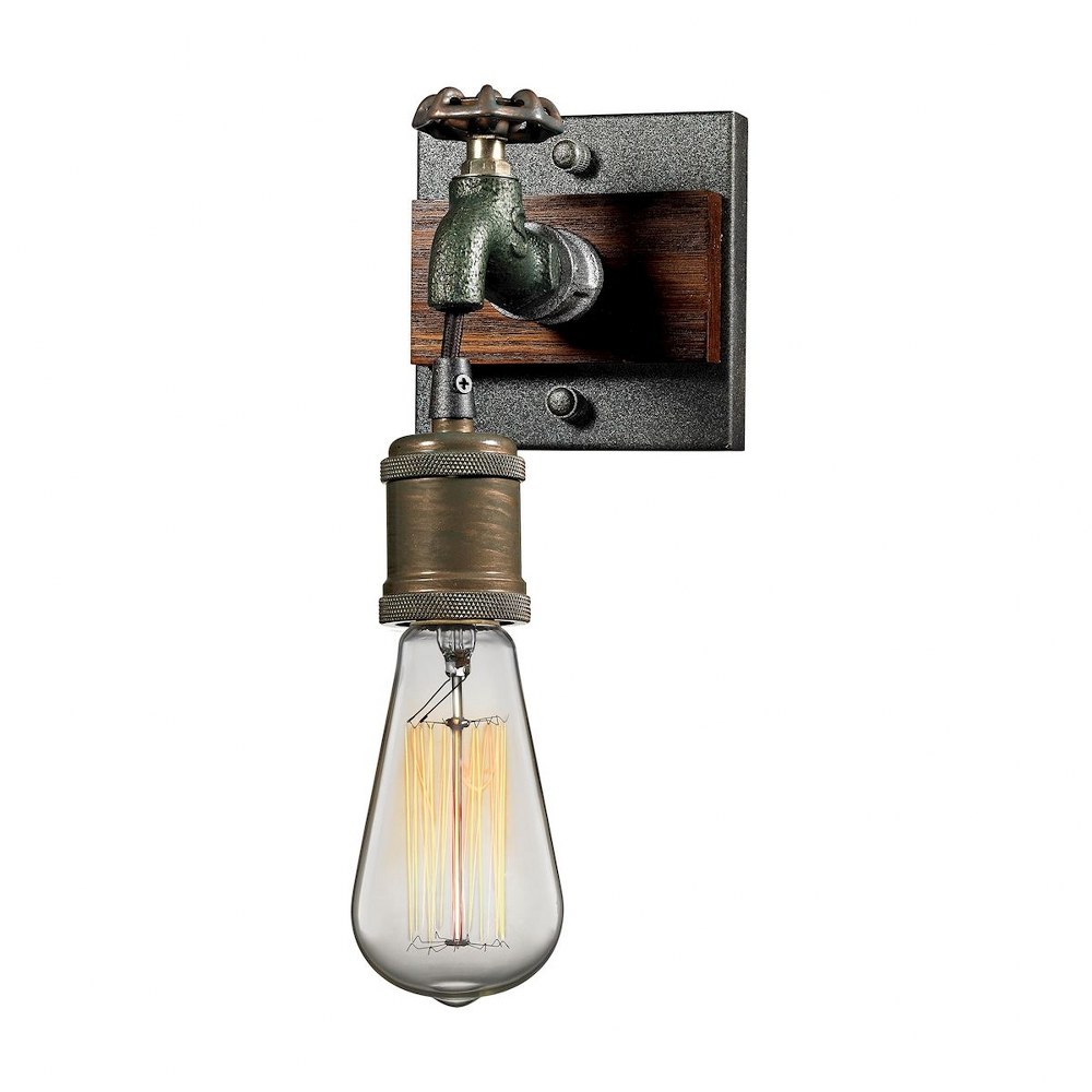 Elk Lighting-14280/1-Jonas - 1 Light Wall Sconce in Modern/Contemporary Style with Urban/Industrial and Modern Farmhouse inspirations - 7 Inches tall and 5 inches wide   Multi-Tone Weathered Finish