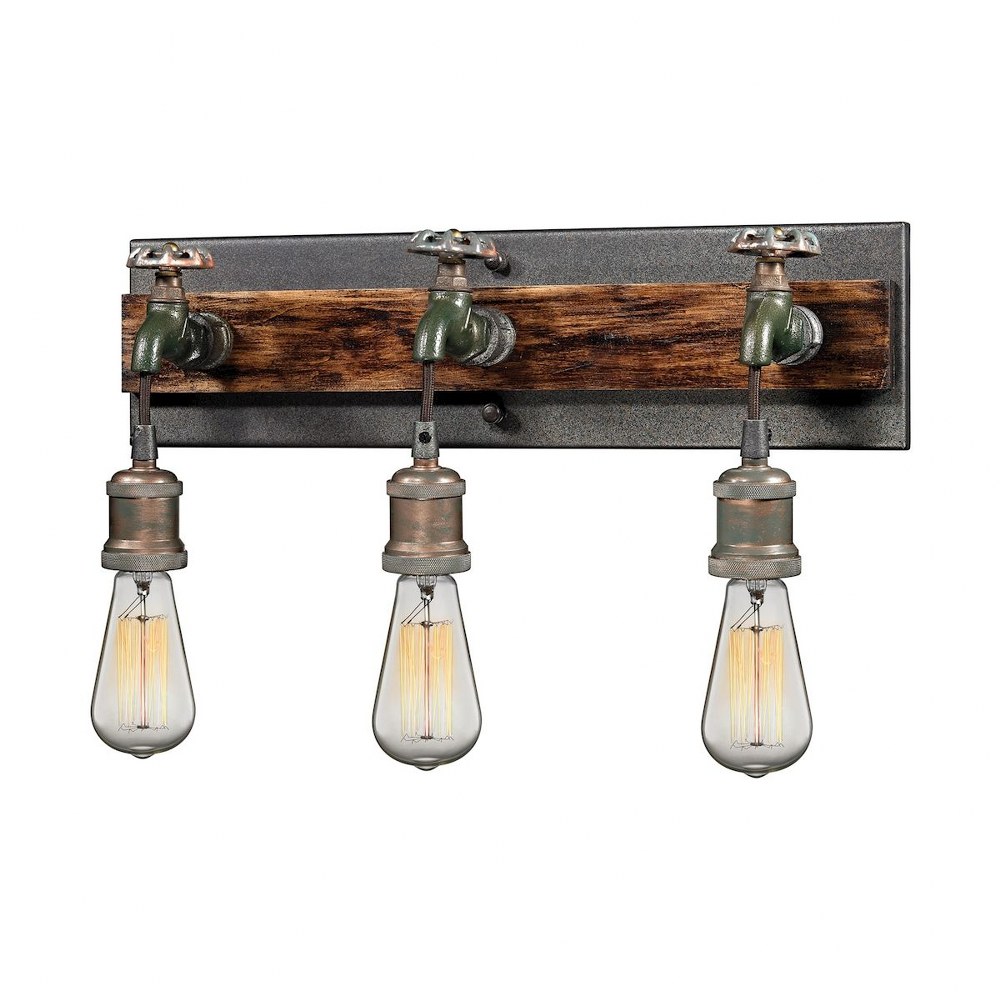 Elk Lighting-14282/3-Jonas - 3 Light Bath Vanity in Modern/Contemporary Style with Urban/Industrial and Modern Farmhouse inspirations - 8 Inches tall and 19 inches wide   Multi-Tone Weathered Finish