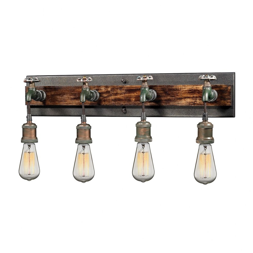 Elk Lighting-14283/4-Jonas - 4 Light Bath Vanity in Modern/Contemporary Style with Urban/Industrial and Modern Farmhouse inspirations - 8 Inches tall and 26 inches wide   Multi-Tone Weathered Finish