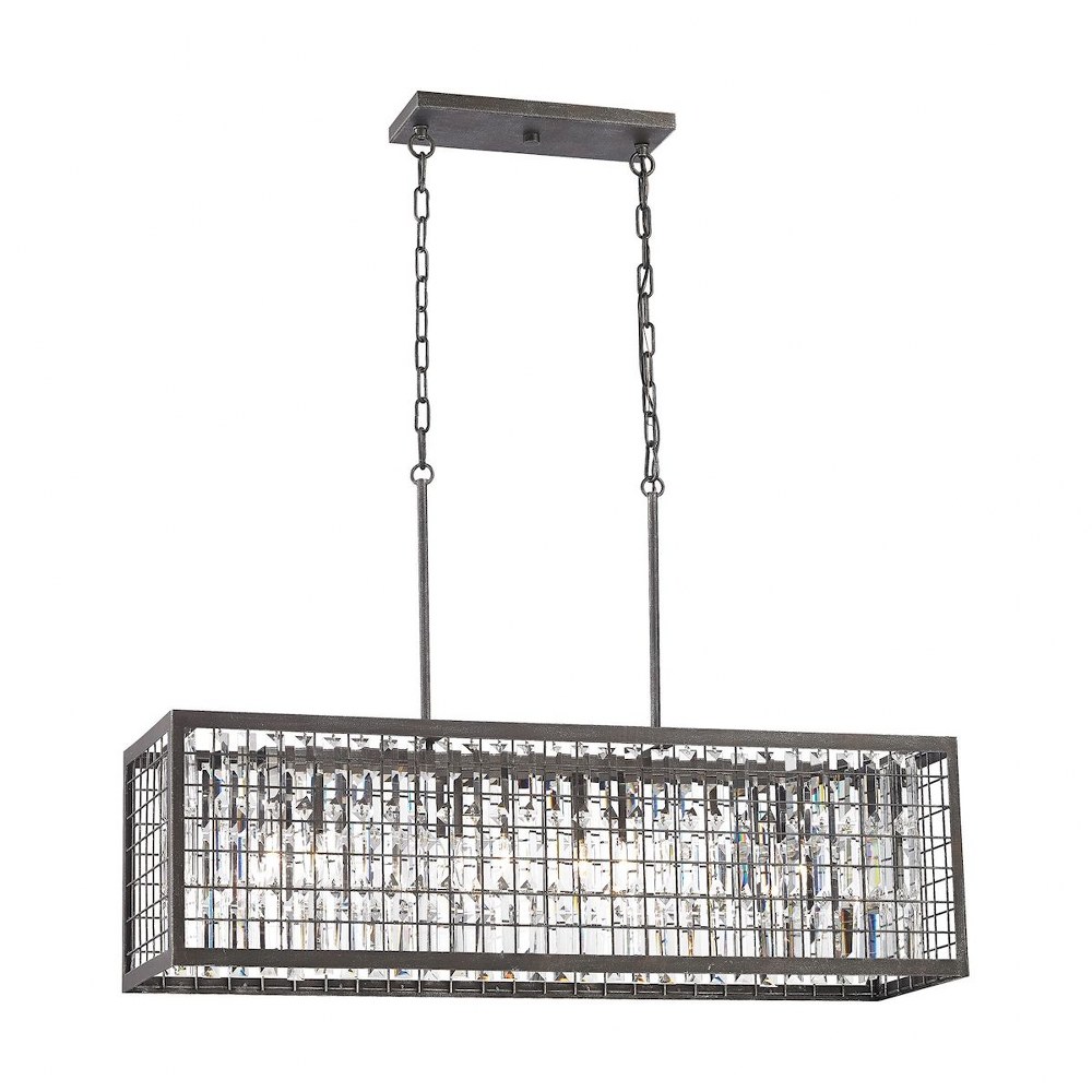 Elk Lighting-14341/4-Nadina - 4 Light Chandelier in Transitional Style with Modern Farmhouse and Luxe/Glam inspirations - 24 Inches tall and 11 inches wide   Silverdust Iron Finish with Wire Cage Shad