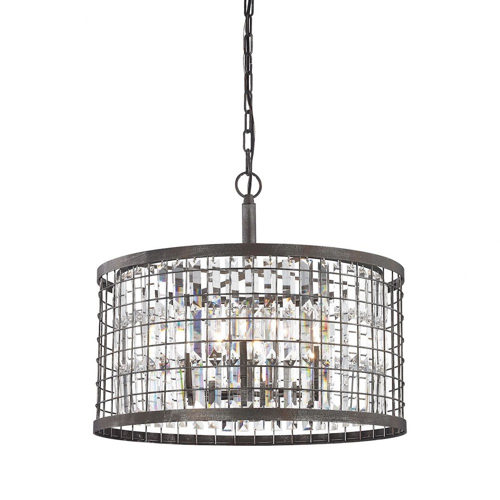 Elk Lighting-14344/6-Nadina - 6 Light Chandelier in Transitional Style with Modern Farmhouse and Luxe/Glam inspirations - 19 Inches tall and 22 inches wide   Silverdust Iron Finish with Wire Cage Shad