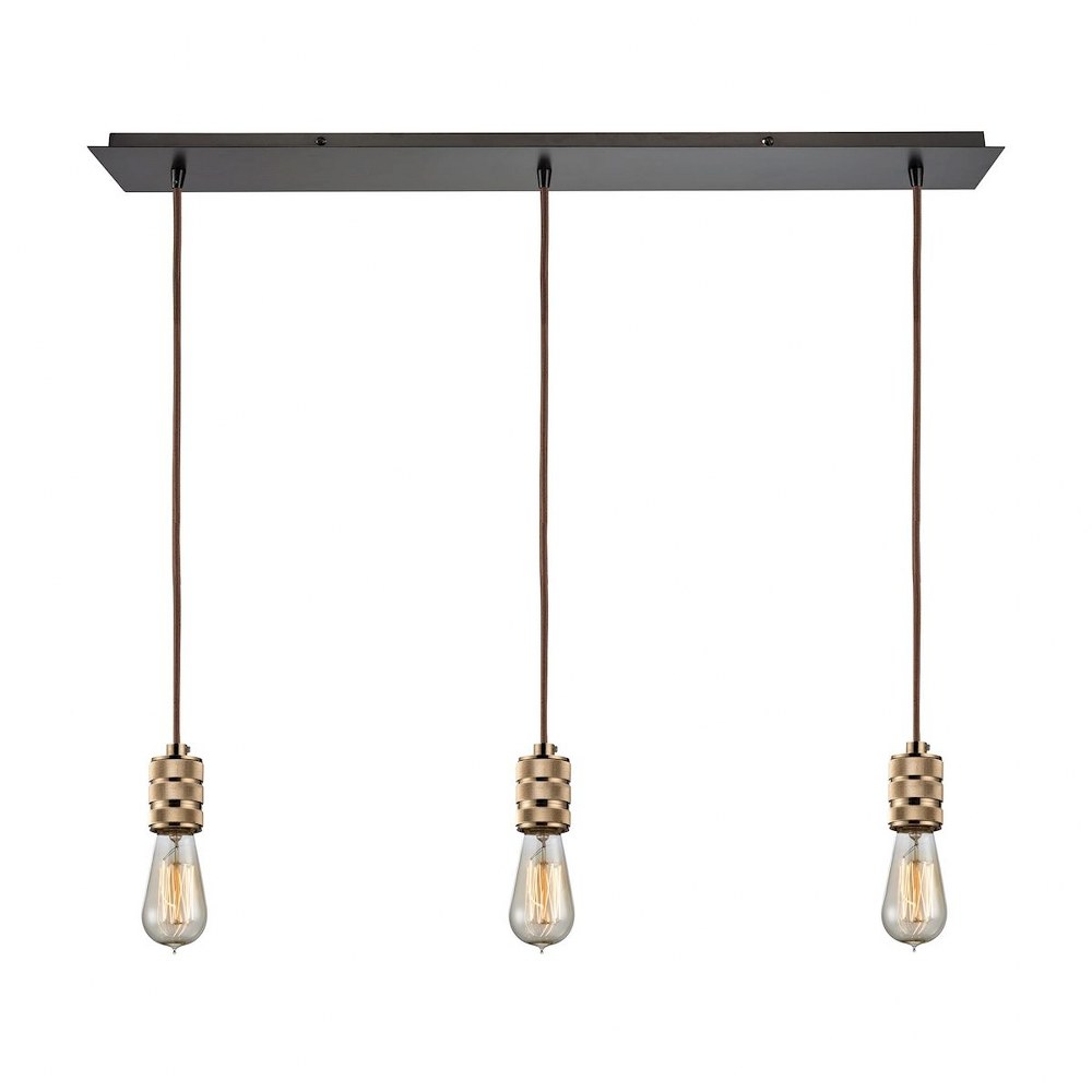 Elk Lighting-14391/3LP-Camley - 3 Light Linear Mini Pendant in Modern/Contemporary Style with Urban and Modern Farmhouse inspirations - 3 Inches tall and 36 inches wide   Oil Rubbed Bronze/Polished Go