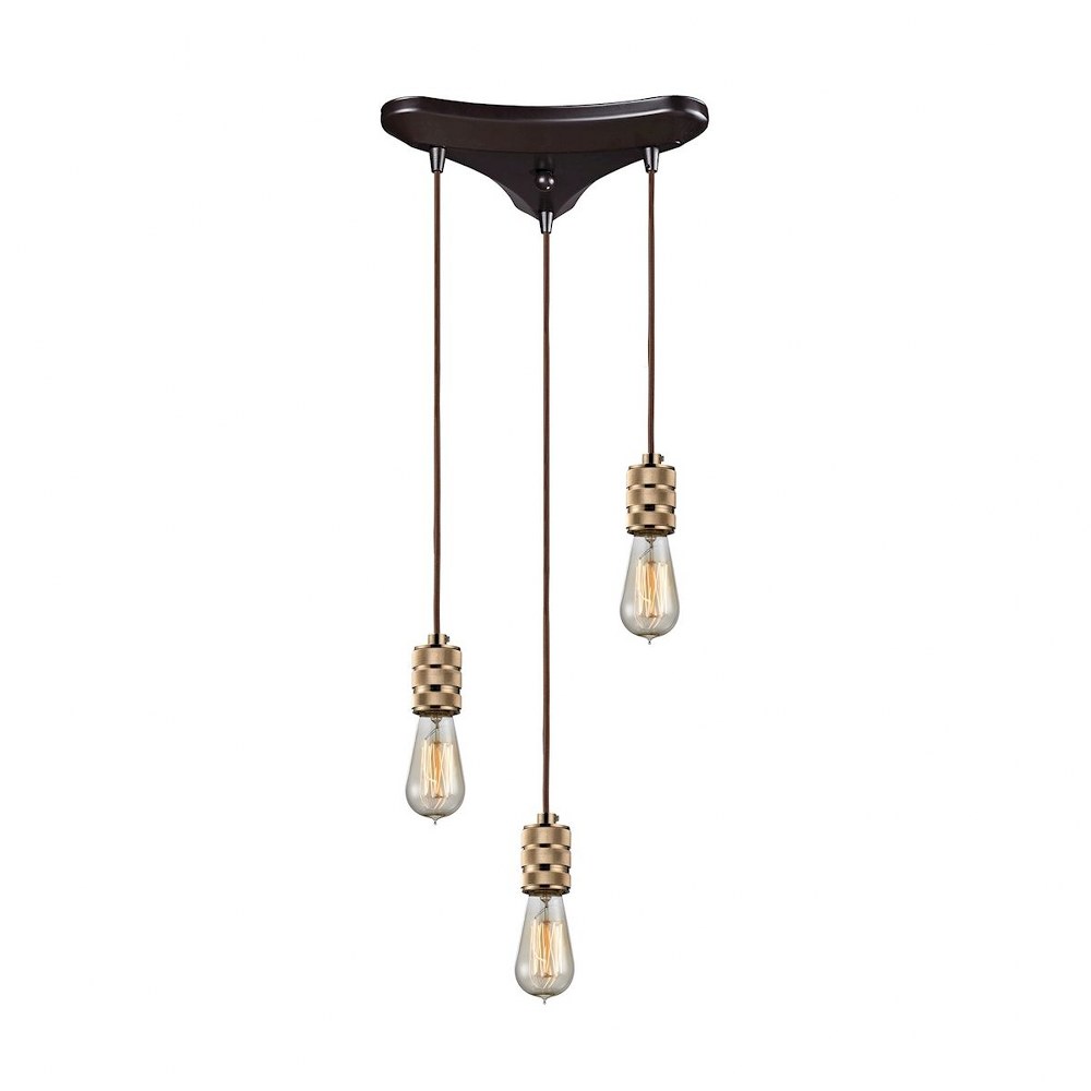 Elk Lighting-14391/3-Camley - 3 Light Triangular Pendant in Modern/Contemporary Style with Urban and Modern Farmhouse inspirations - 3 Inches tall and 10 inches wide   Oil Rubbed Bronze/Polished Gold 