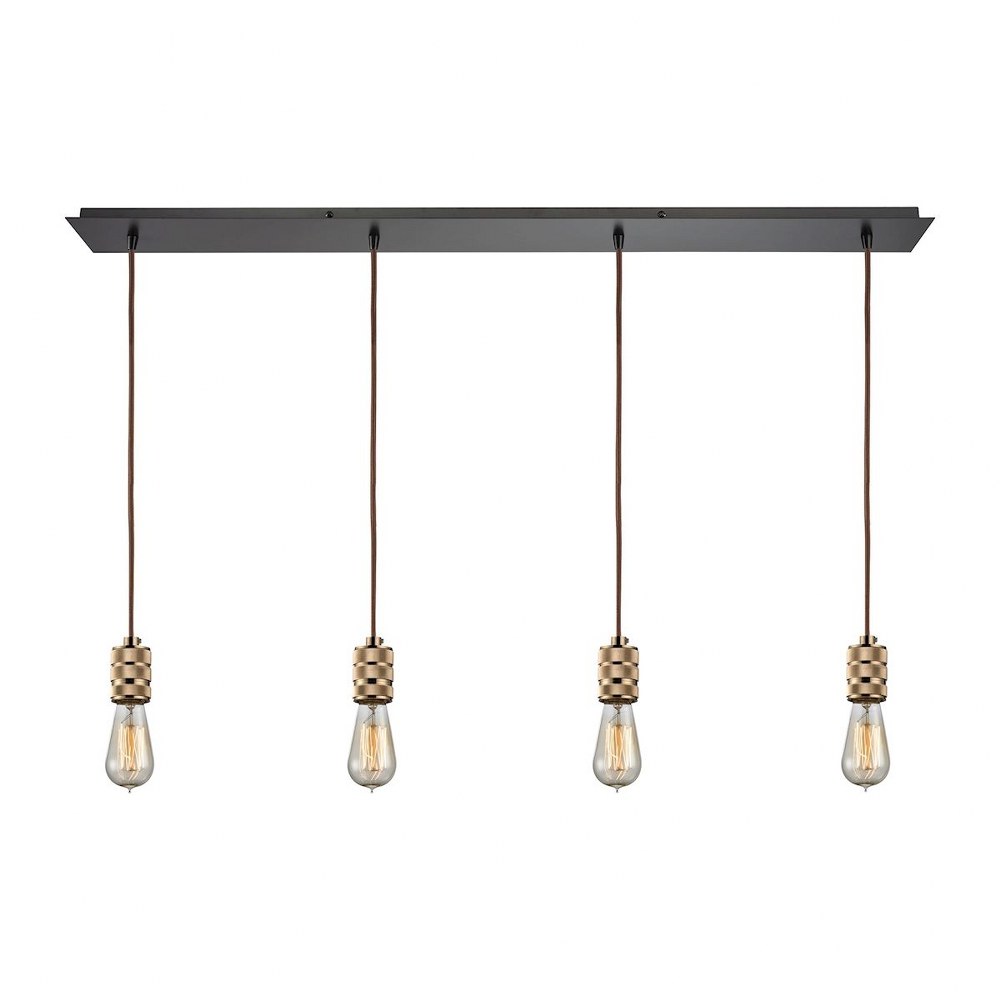 Elk Lighting-14391/4LP-Camley - 4 Light Linear Pendant in Modern/Contemporary Style with Urban and Modern Farmhouse inspirations - 3 Inches tall and 46 inches wide   Oil Rubbed Bronze/Polished Gold Fi