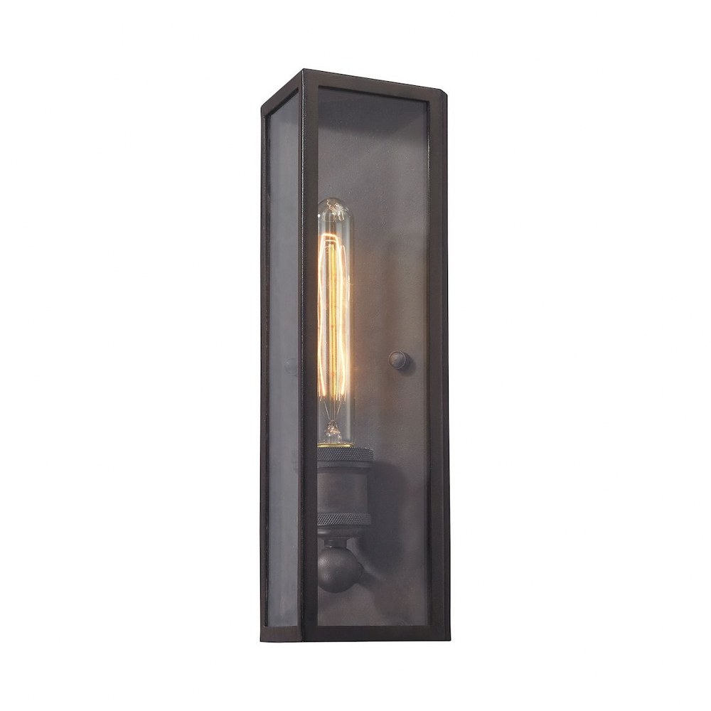 Elk Lighting-14441/1-Chasebrook - 1 Light Wall Sconce in Modern Style with Modern Farmhouse and Country inspirations - 14 Inches tall and 5 inches wide   Clay Iron Finish with Clear Glass