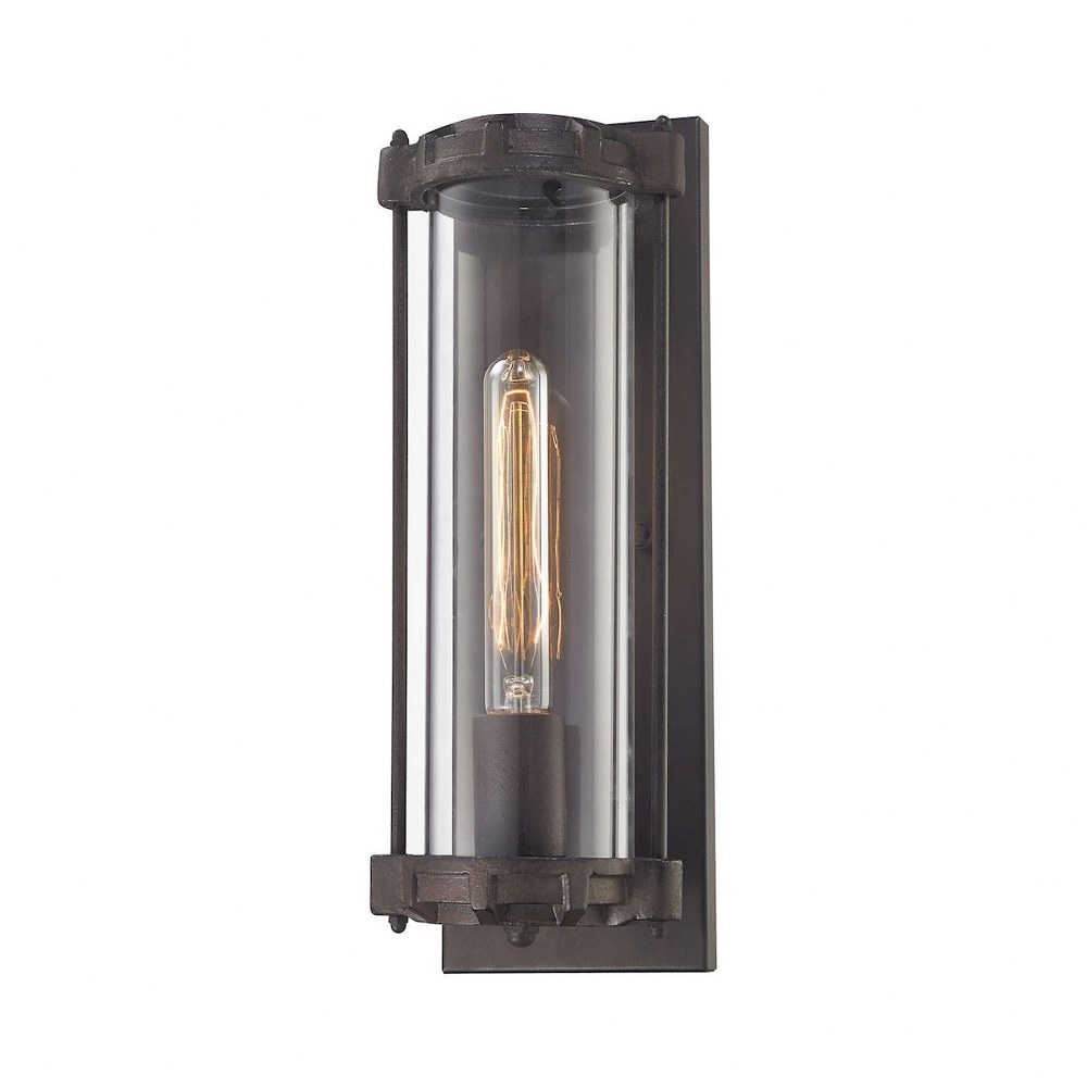 Elk Lighting-14442/1-Chasebrook - 1 Light Wall Sconce in Modern Style with Modern Farmhouse and Country inspirations - 15 Inches tall and 5 inches wide   Clay Iron Finish with Clear Glass