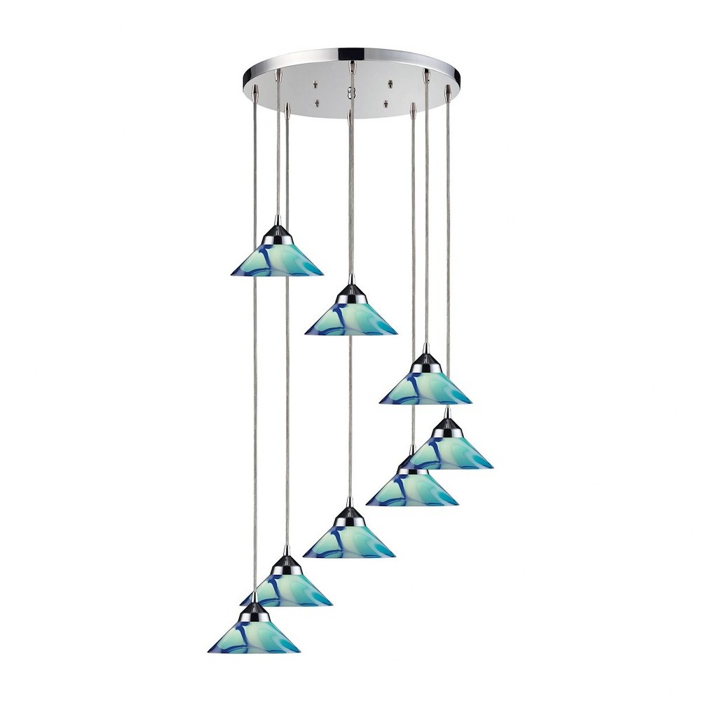 Elk Lighting-1477/8R-CAR-Eight Light Pendant in Modern/Contemporary Style with Art Deco and Luxe/Glam inspirations - 8 Inches tall and 18 inches wide   Polished Chrome Finish