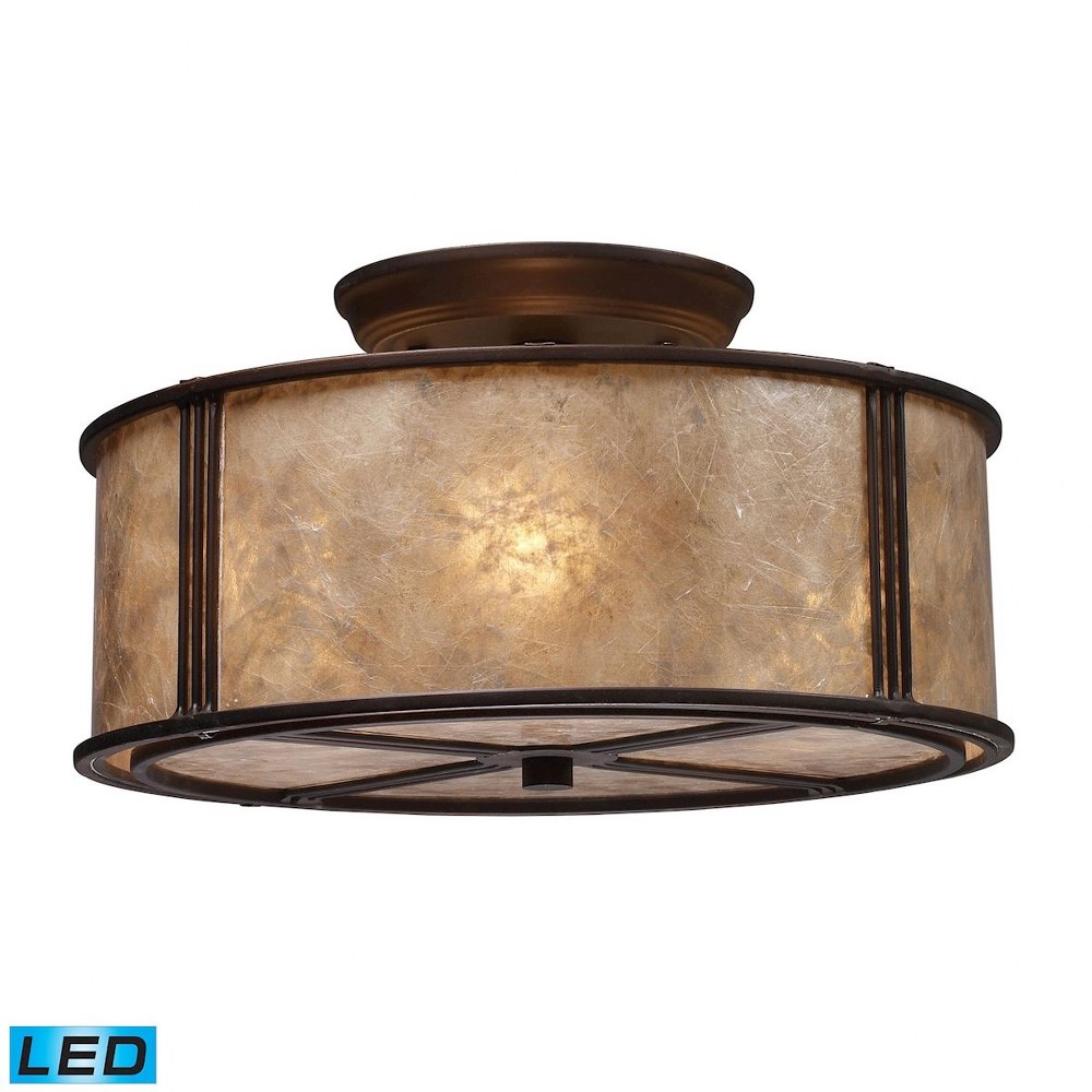 Elk Lighting-15031/3-LED-Barringer - 28.5W 3 LED Semi-Flush Mount in Traditional Style with Country/Cottage and Southwestern inspirations - 7 Inches tall and 13 inches wide   Aged Bronze Finish with T