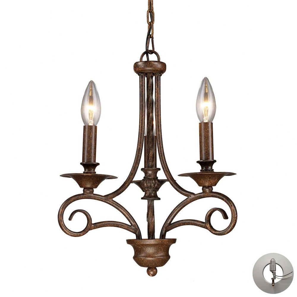 Elk Lighting-15041/3-LA-Gloucester - 3 Light Chandelier in Traditional Style with Country/Cottage and Southwestern inspirations - 17 Inches tall and 12 inches wide   Antique Bronze Finish with Recesse