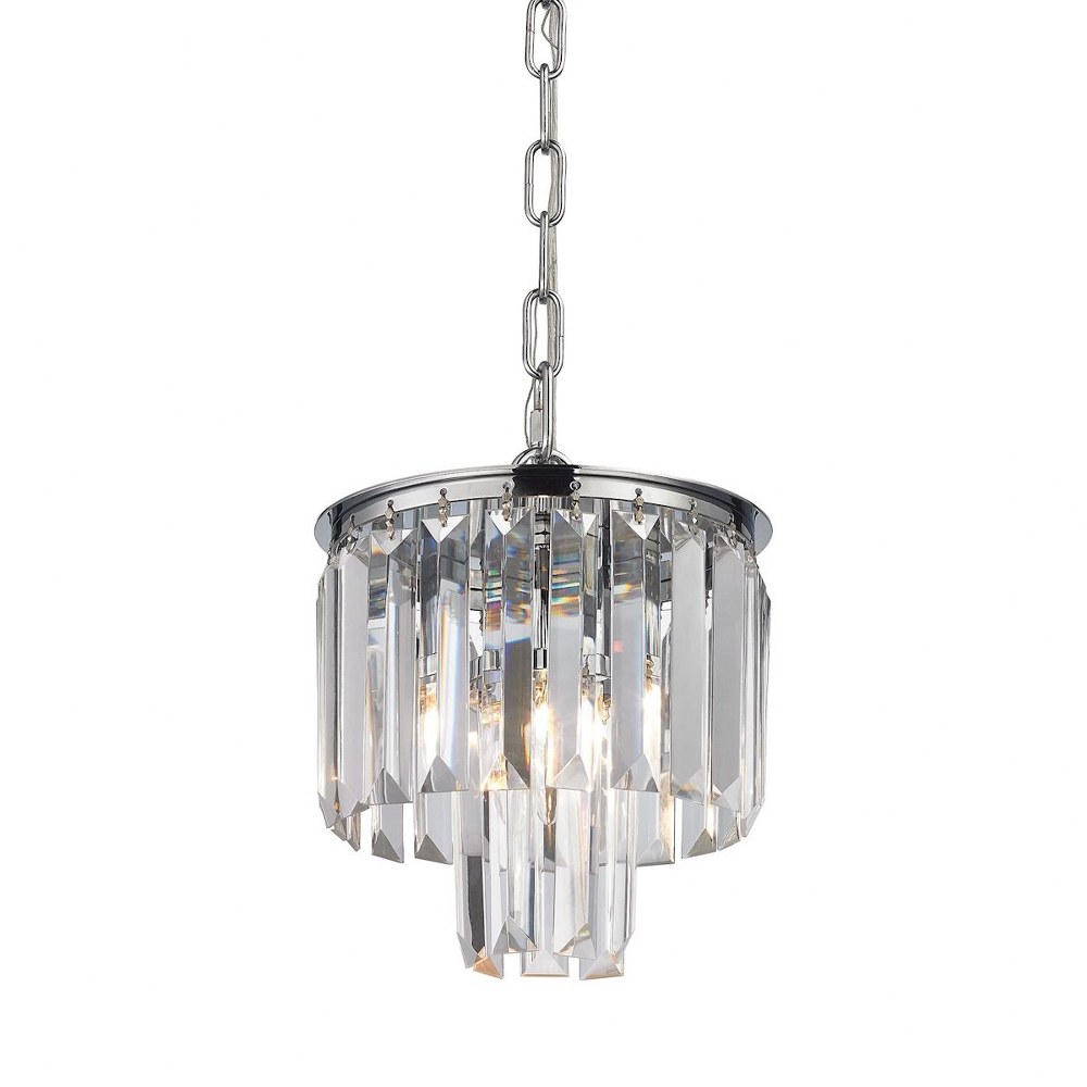 Elk Lighting-15214/1-Palacial - 1 Light Mini Pendant in Traditional Style with Art Deco and Luxe/Glam inspirations - 9 Inches tall and 8 inches wide Polished Chrome  Oil Rubbed Bronze Finish with Clea