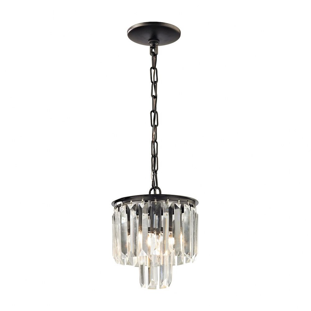 Elk Lighting-15224/1-Palacial - 1 Light Mini Pendant in Traditional Style with Art Deco and Luxe/Glam inspirations - 9 Inches tall and 8 inches wide Oil Rubbed Bronze  Oil Rubbed Bronze Finish with Cl