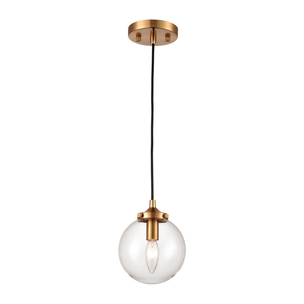 Elk Lighting-15343/1-Boudreaux - 1 Light Mini Pendant in Modern/Contemporary Style with Mid-Century and Retro inspirations - 8 Inches tall and 6 inches wide Matte Black/Antique Gold  Matte Black/Antiq