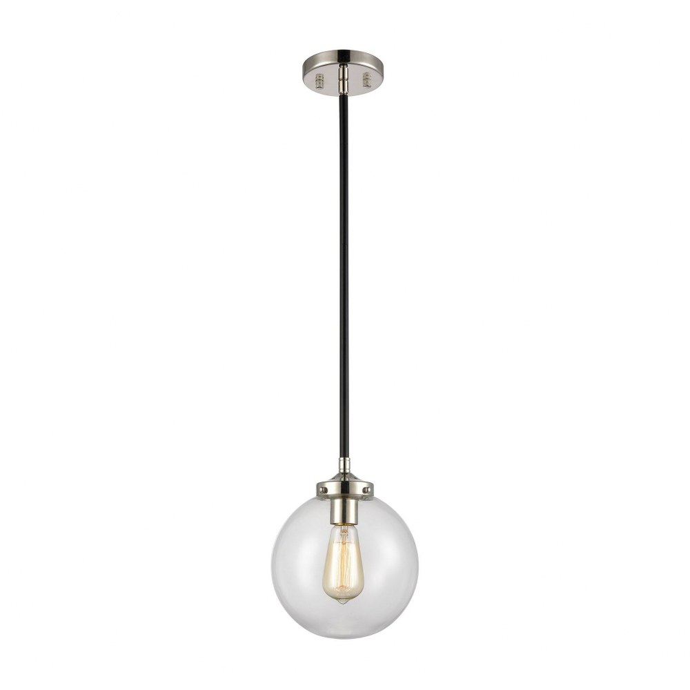 Elk Lighting-15354/1-Boudreaux - 1 Light Mini Pendant in Modern/Contemporary Style with Mid-Century and Retro inspirations - 10 Inches tall and 8 inches wide Matte Black  Matte Black/Antique Gold Fini