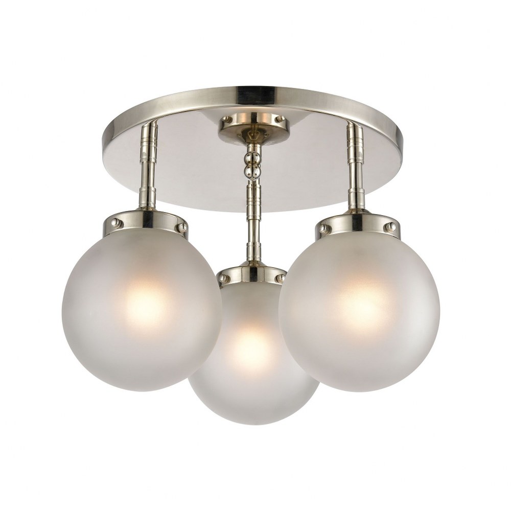 Elk Lighting-15362/3-Boudreaux - 3 Light Semi-Flush Mount in Modern/Contemporary Style with Mid-Century and Retro inspirations - 10 Inches tall and 15 inches wide Polished Nickel  Matte Black/Antique 