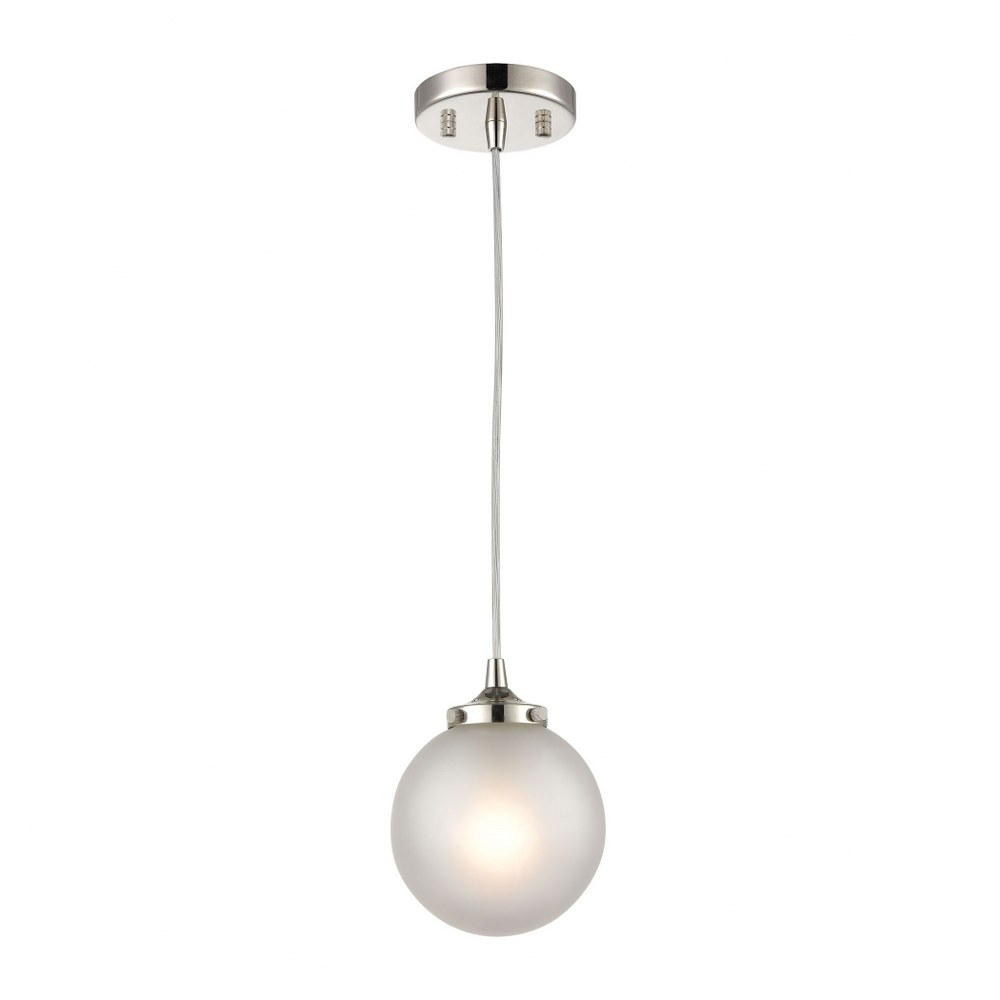 Elk Lighting-15363/1-Boudreaux - 1 Light Mini Pendant in Modern/Contemporary Style with Mid-Century and Retro inspirations - 8 Inches tall and 6 inches wide Frosted  Matte Black/Antique Gold Finish wi