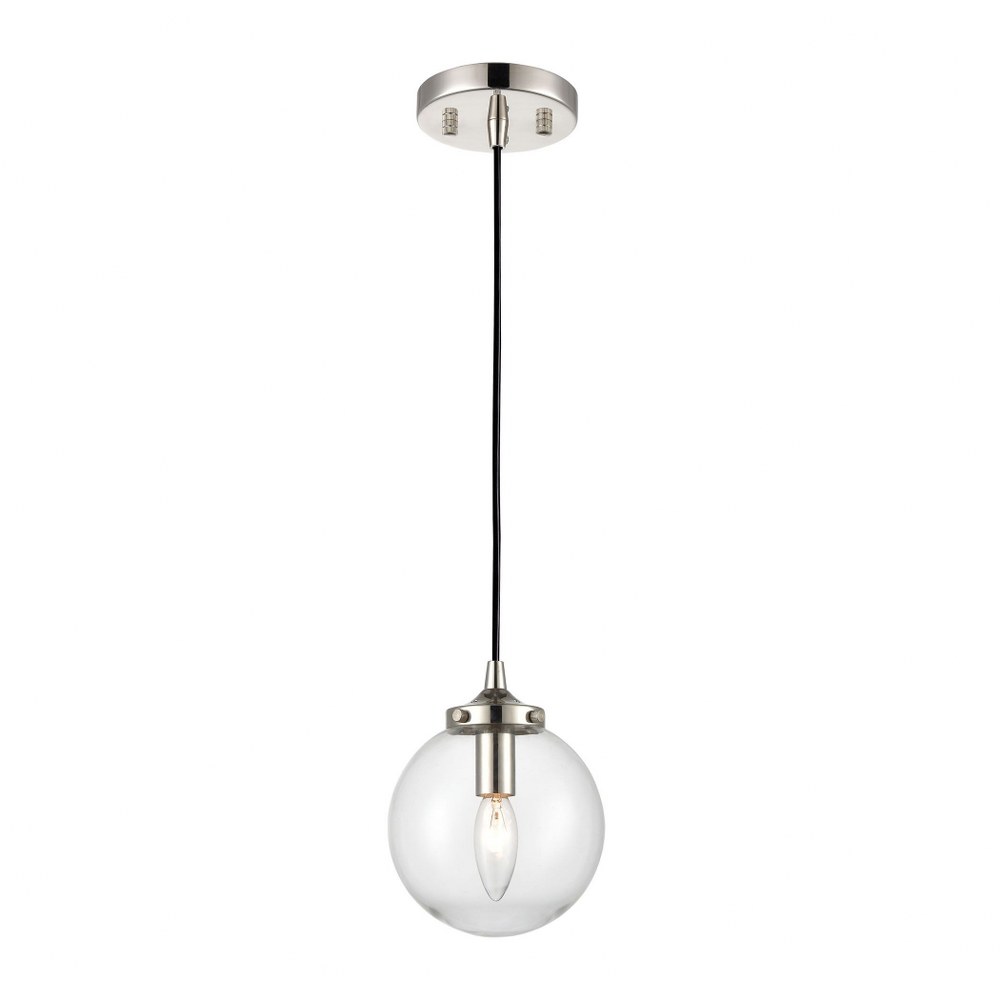 Elk Lighting-15365/1-Boudreaux - 1 Light Mini Pendant in Modern/Contemporary Style with Mid-Century and Retro inspirations - 8 Inches tall and 6 inches wide Clear  Matte Black/Antique Gold Finish with