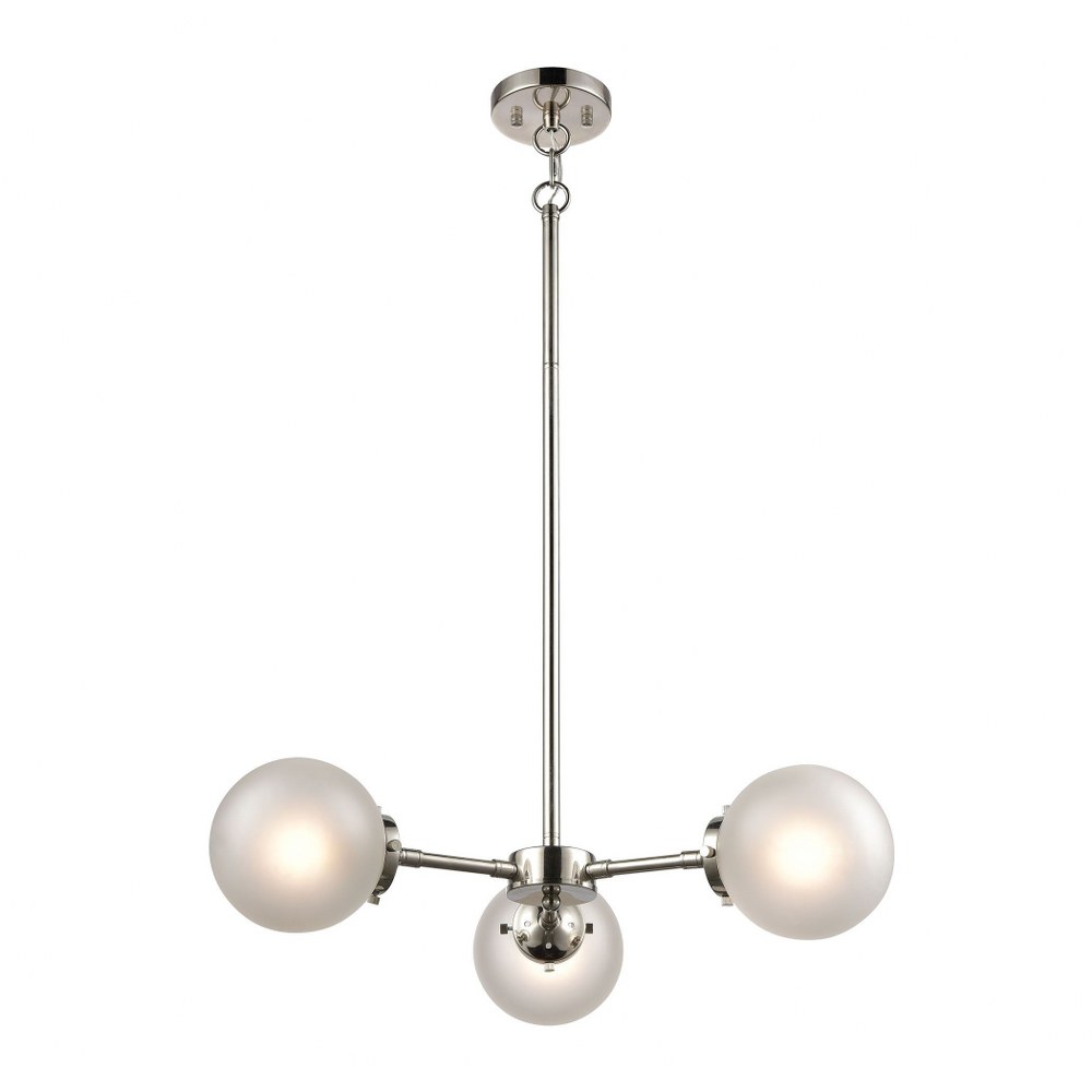 Elk Lighting-15366/3-Boudreaux - 3 Light Chandelier in Modern/Contemporary Style with Mid-Century and Retro inspirations - 6 Inches tall and 26 inches wide Polished Nickel  Matte Black/Polished Nickel