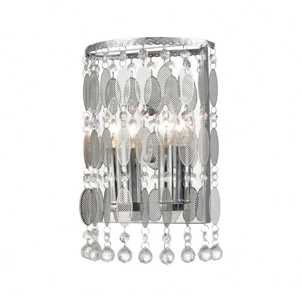 Elk Lighting-15380/2-Chamelon - 2 Light Wall Sconce in Modern/Contemporary Style with Luxe/Glam and Boho inspirations - 12 Inches tall and 8 inches wide   Polished Chrome Finish with Perforated Stainl