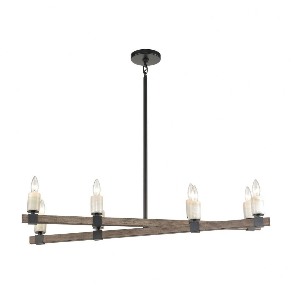 Elk Lighting-15463/8-Stone Manor - 8 Light Island in Transitional Style with Country/Cottage and Southwestern inspirations - 6 Inches tall and 39 inches wide   Aspen/Matte Black Finish