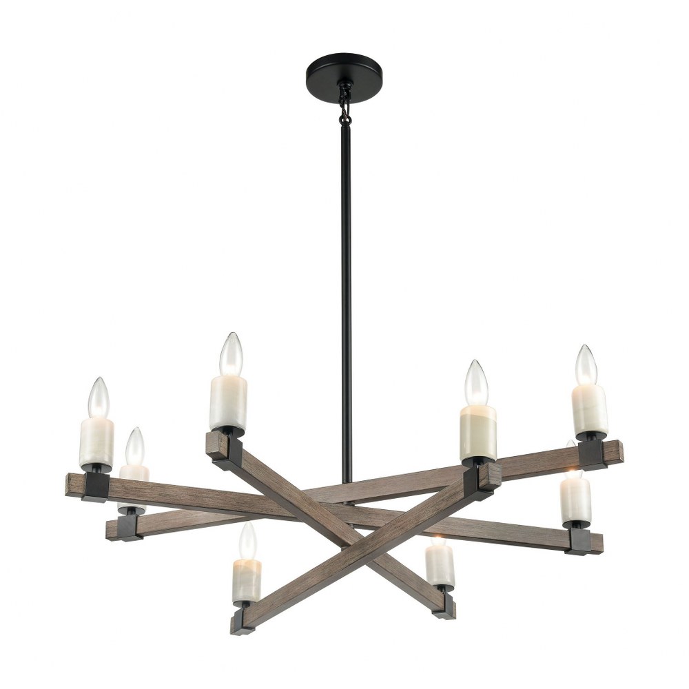 Elk Lighting-15466/8-Stone Manor - 8 Light Chandelier in Transitional Style with Country/Cottage and Southwestern inspirations - 9 Inches tall and 34 inches wide   Aspen/Matte Black Finish