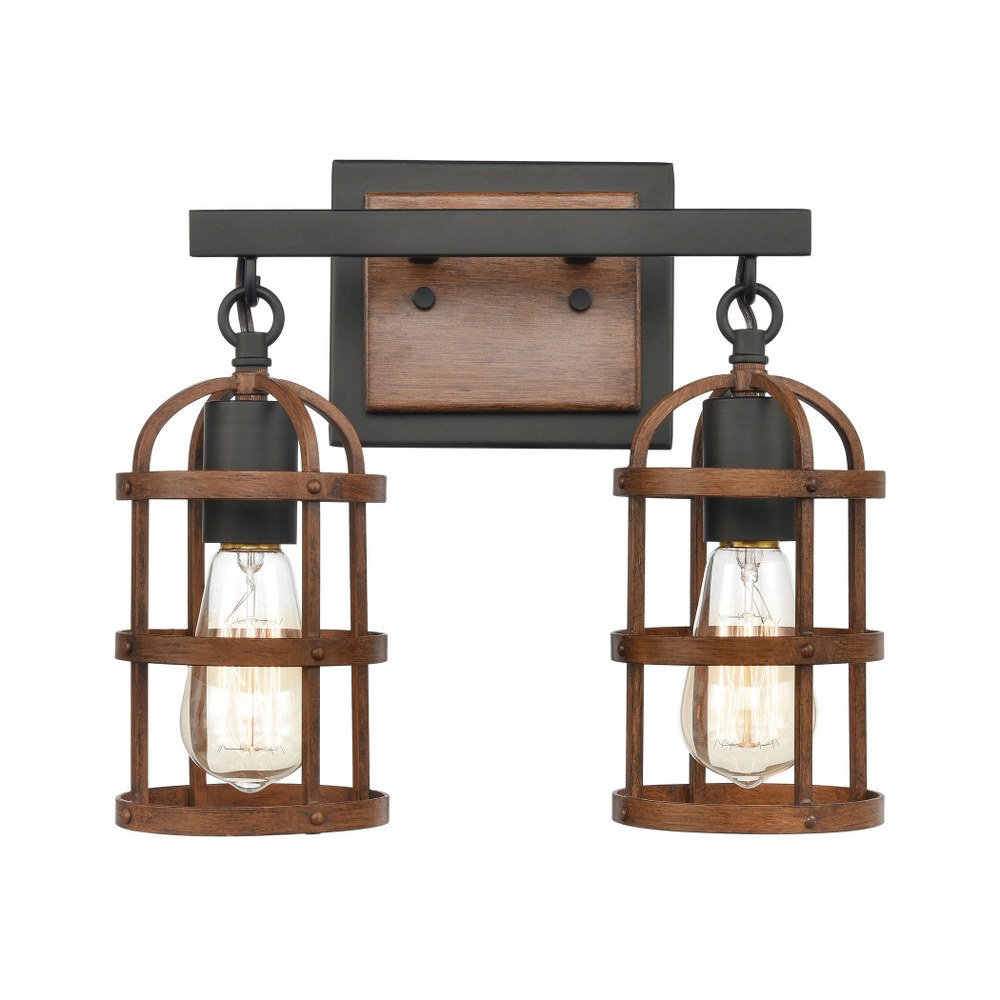 Elk Lighting-15483/2-Millville - 2 Light Bath Vanity in Transitional Style with Modern Farmhouse and Country/Cottage inspirations - 11 Inches tall and 13 inches wide   Oil Rubbed Bronze/Dark Oak Finis