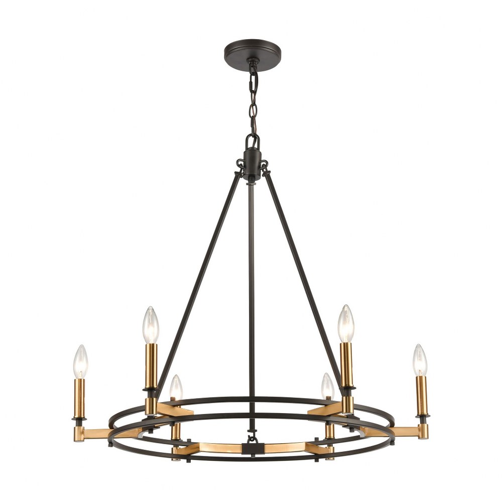 Elk Lighting-15605/6-Talia - 6 Light Chandelier in Transitional Style with Eclectic and Urban/Industrial inspirations - 27 Inches tall and 29 inches wide   Oil Rubbed Bronze/Satin Brass Finish