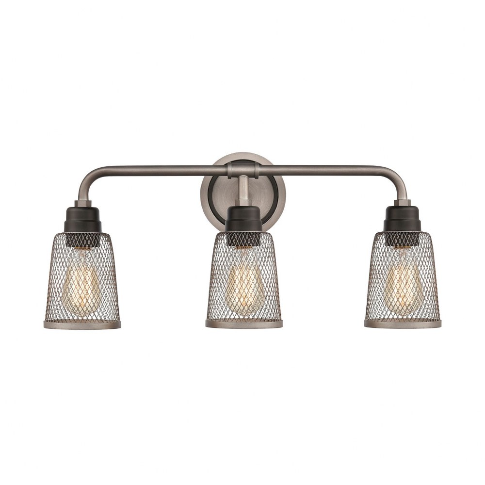 Elk Lighting-15653/3-Glencoe - 3 Light Bath Vanity in Transitional Style with Urban/Industrial and Modern Farmhouse inspirations - 11 Inches tall and 23 inches wide   Weathered Zinc/Oil Rubbed Bronze 