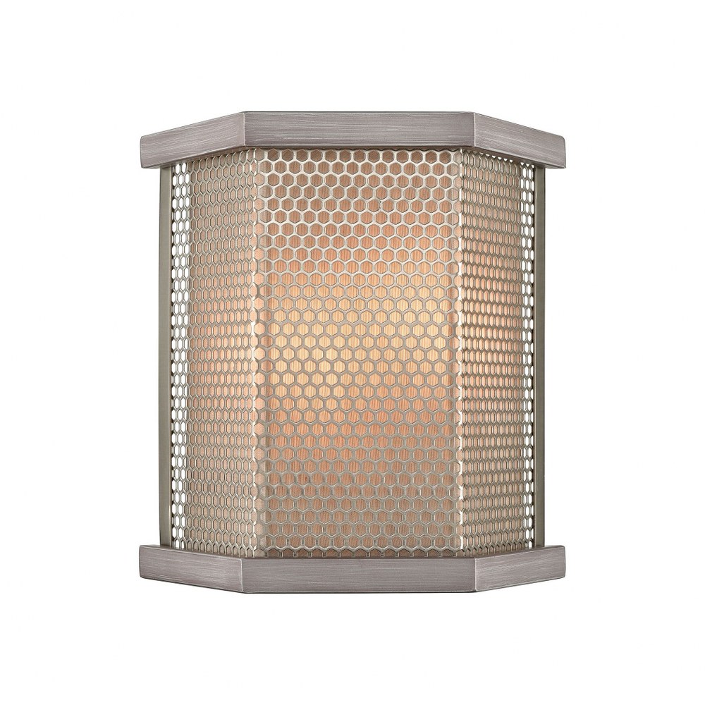 Elk Lighting-15661/2-Crestler - 2 Light Wall Sconce in Transitional Style with Art Deco and Urban/Industrial inspirations - 11 Inches tall and 10 inches wide   Weathered Zinc/Polished Nickel Finish wi