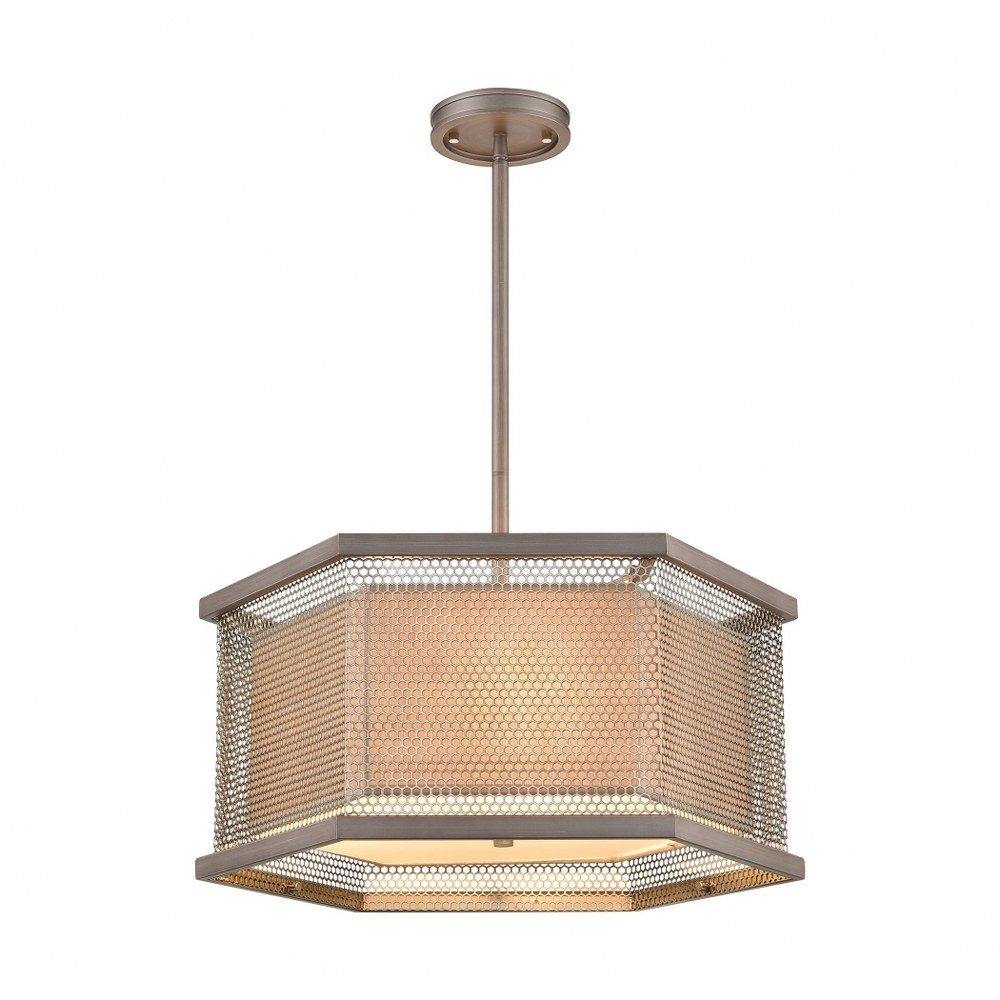 Elk Lighting-15665/3-Crestler - 3 Light Chandelier in Transitional Style with Art Deco and Urban/Industrial inspirations - 10 Inches tall and 22 inches wide   Weathered Zinc/Polished Nickel Finish wit