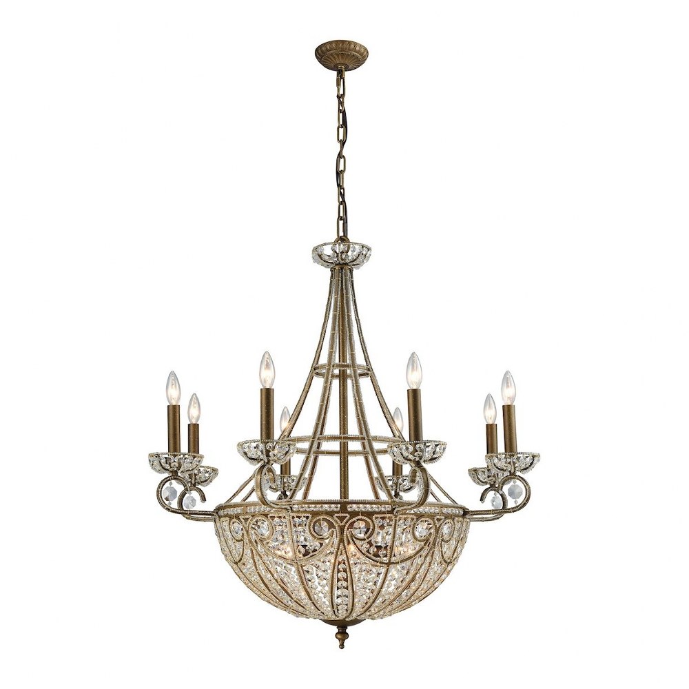 Elk Lighting-15968/8+6-Elizabethan - 4teen Light Chandelier in Traditional Style with Victorian and Luxe/Glam inspirations - 37 Inches tall and 35 inches wide   Dark Bronze Finish with Clear Crystal