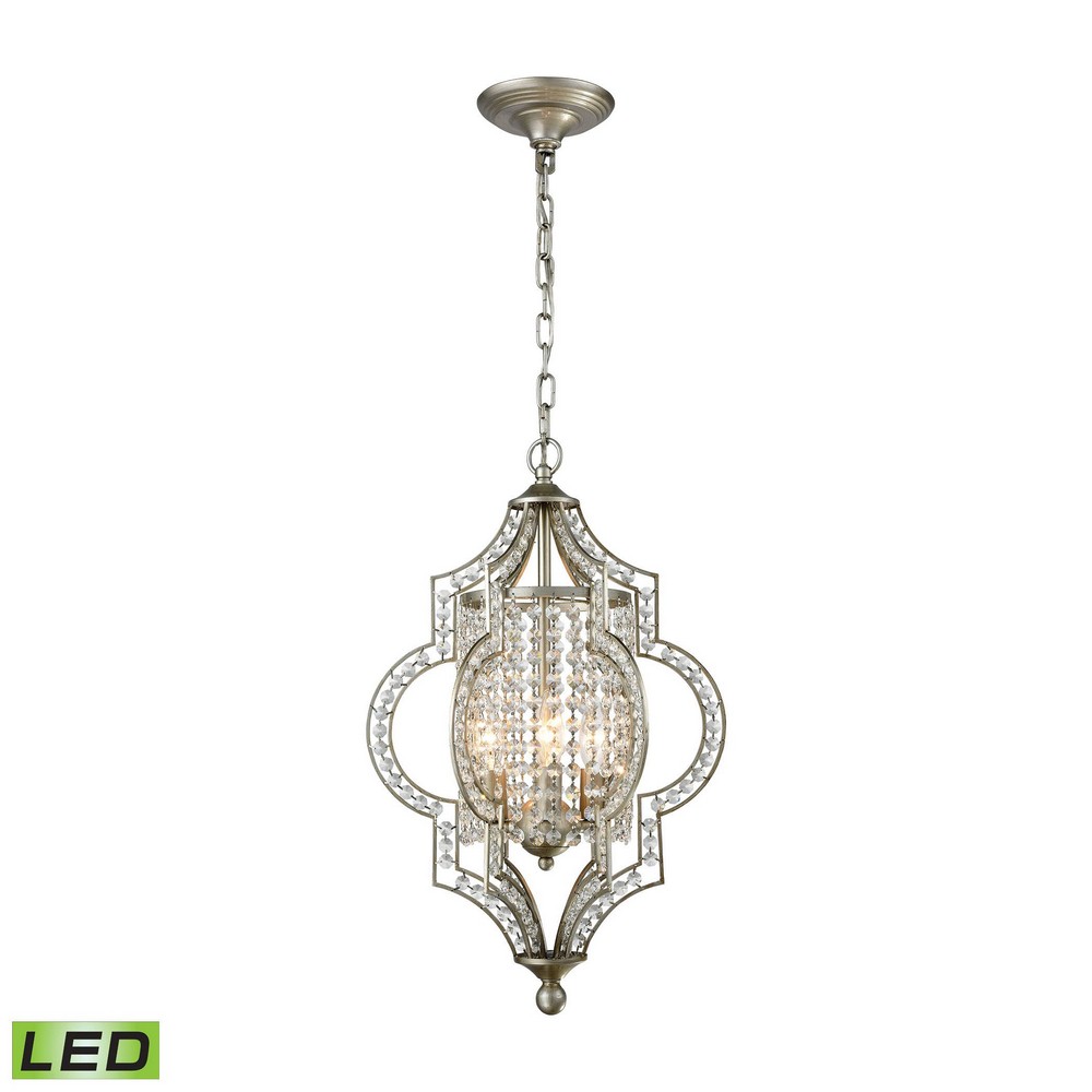 Elk Lighting-16270/3-LED-Gabrielle - 22 14.4W 3 LED Chandelier Aged silver Finish with Clear Crystal Glass