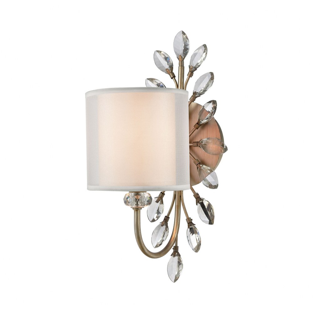 Elk Lighting-16276/1-Asbury - 1 Light Bath Vanity in Traditional Style with Luxe/Glam and Nature/Organic inspirations - 16 Inches tall and 6 inches wide   Aged Silver Finish with White Fabric/Silver O