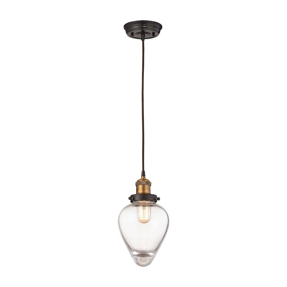 Elk Lighting-16325/1-Bartram - 1 Light Mini Pendant in Modern/Contemporary Style with Retro and Art Deco inspirations - 12 Inches tall and 7 inches wide   Antique Brass/Oil Rubbed Bronze Finish with C