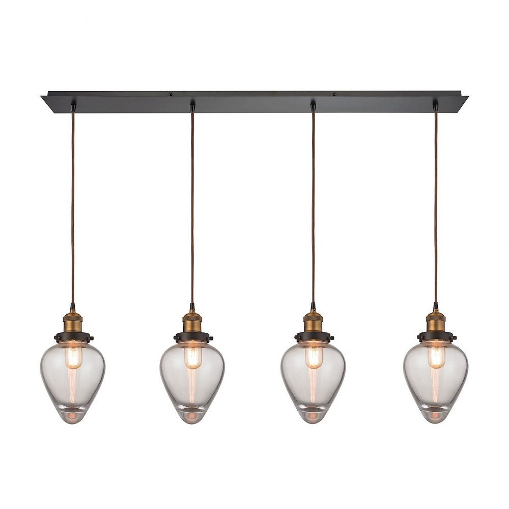 Elk Lighting-16325/4LP-Bartram - 4 Light Linear Pendant in Modern/Contemporary Style with Retro and Art Deco inspirations - 12 Inches tall and 46 inches wide   Antique Brass/Oil Rubbed Bronze Finish w