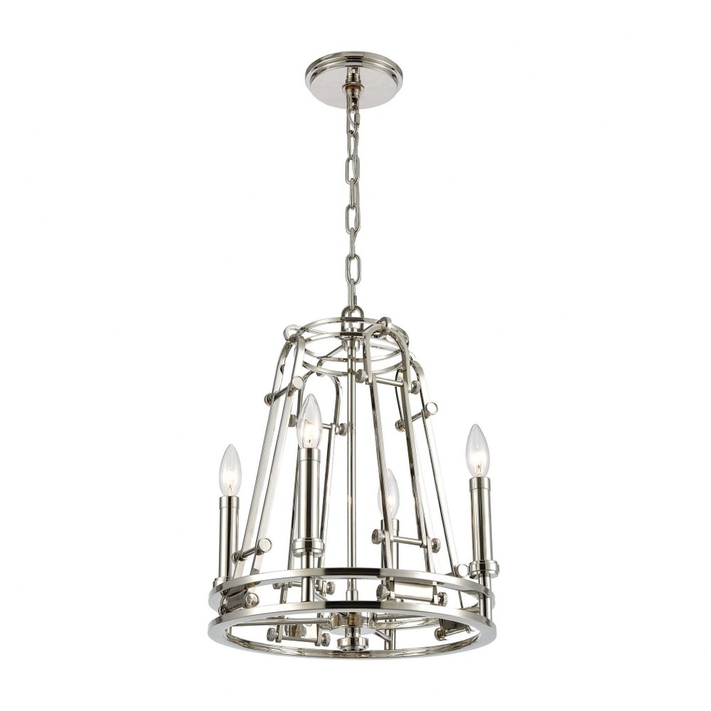 Elk Lighting-16341/4-Bergamo - 4 Light Chandelier in Modern/Contemporary Style with Luxe/Glam and Urban/Industrial inspirations - 18 Inches tall and 15 inches wide   Polished Nickel Finish