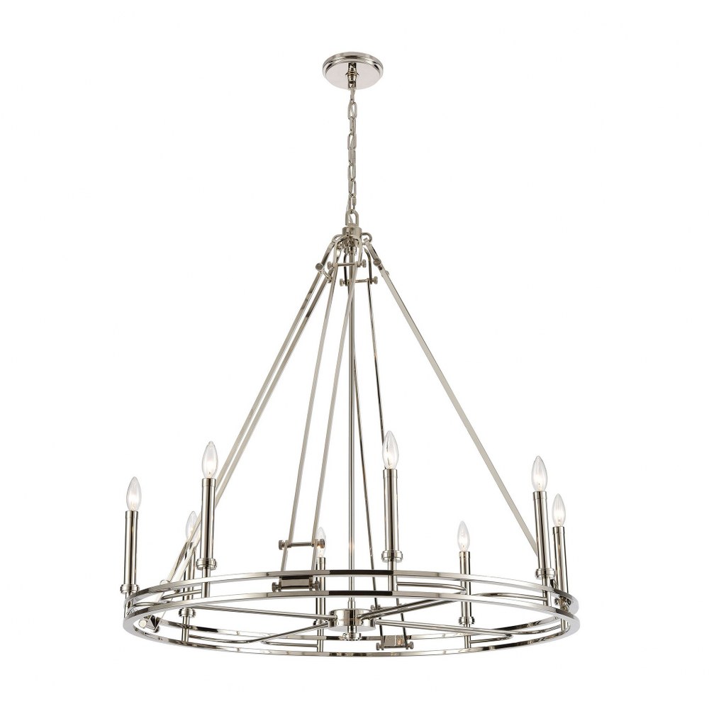 Elk Lighting-16343/8-Bergamo - 8 Light Chandelier in Modern/Contemporary Style with Luxe/Glam and Urban/Industrial inspirations - 36 Inches tall and 36 inches wide   Polished Nickel Finish