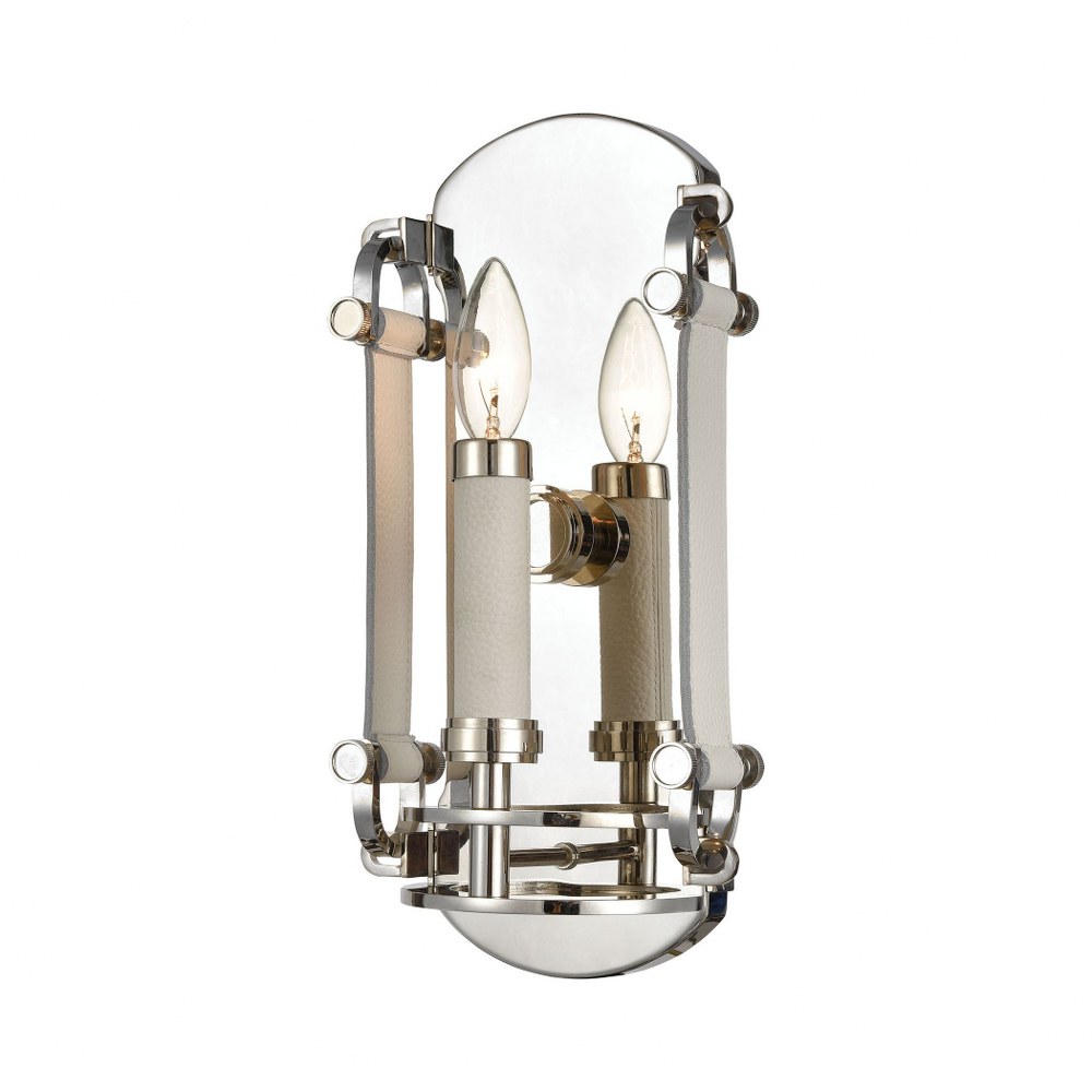 Elk Lighting-16350/1-Bergamo - 1 Light Wall Sconce in Modern/Contemporary Style with Luxe/Glam and Urban/Industrial inspirations - 14 Inches tall and 7 inches wide   Polished Nickel Finish