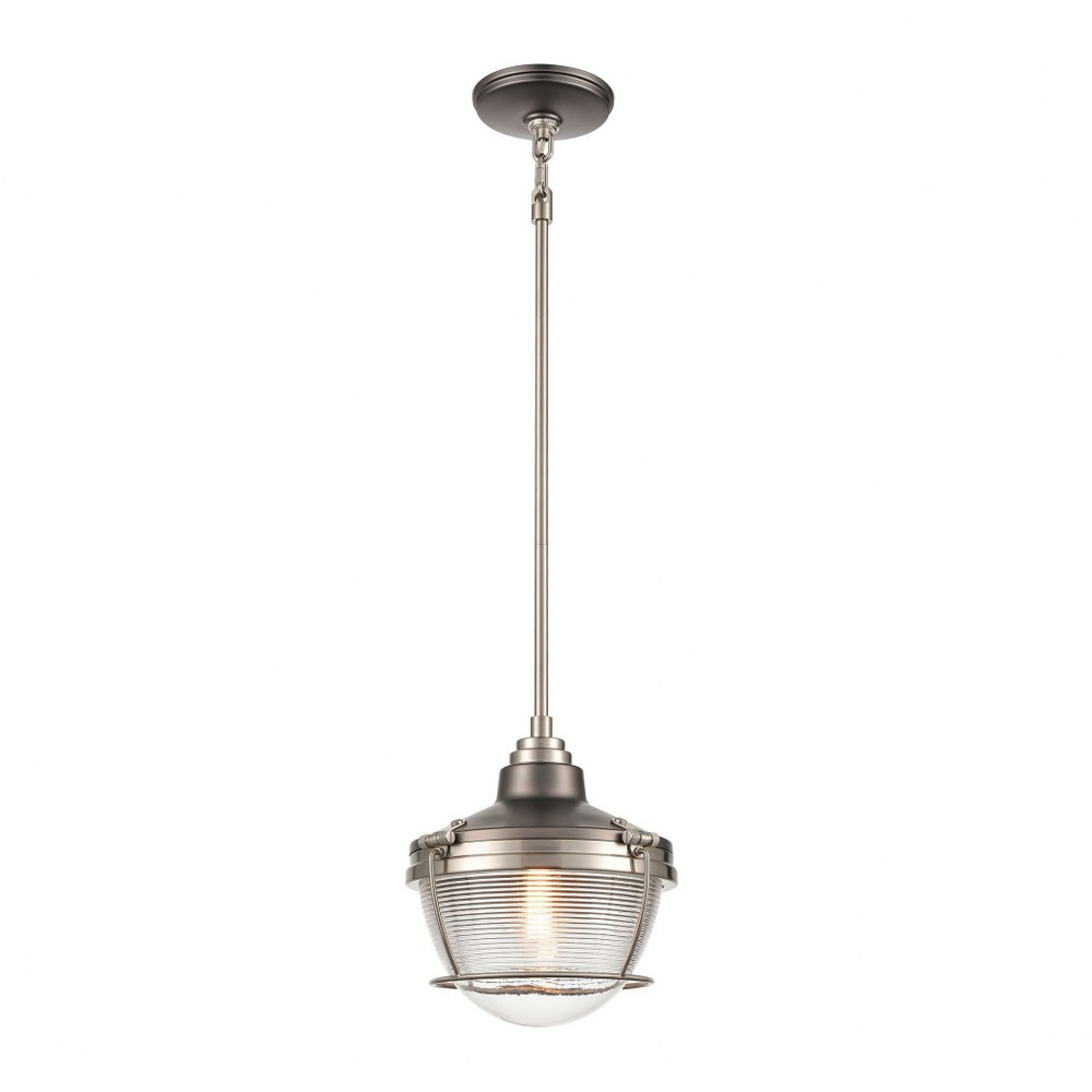 Elk Lighting-16515/1-Seaway Passage - 1 Light Mini Pendant in Transitional Style with Urban and Modern Farmhouse inspirations - 10 Inches tall and 10 inches wide   Black Nickel/Satin Nickel Finish wit