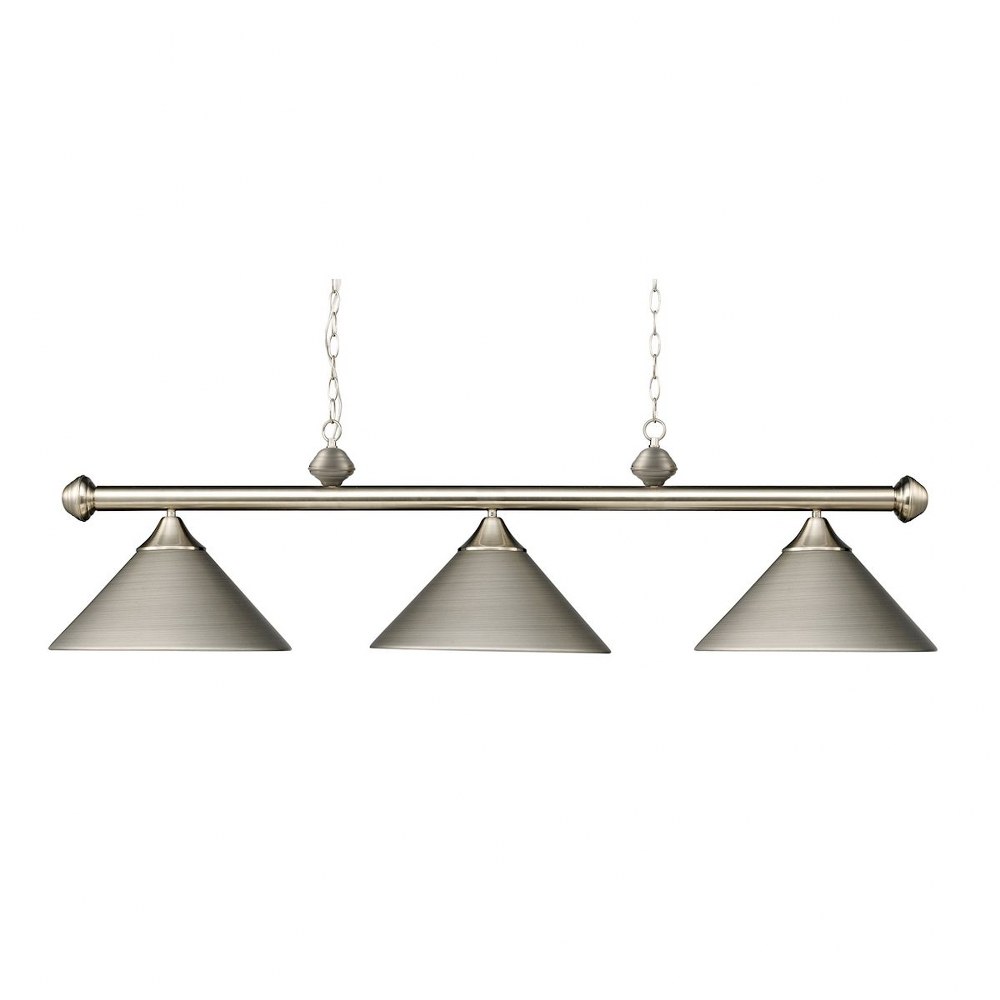 Elk Lighting-168-SN-Casual Traditions - 3 Light Island in Transitional Style with Art Deco and Retro inspirations - 15 Inches tall and 14 inches wide   Satin Nickel Finish with Metal Shade