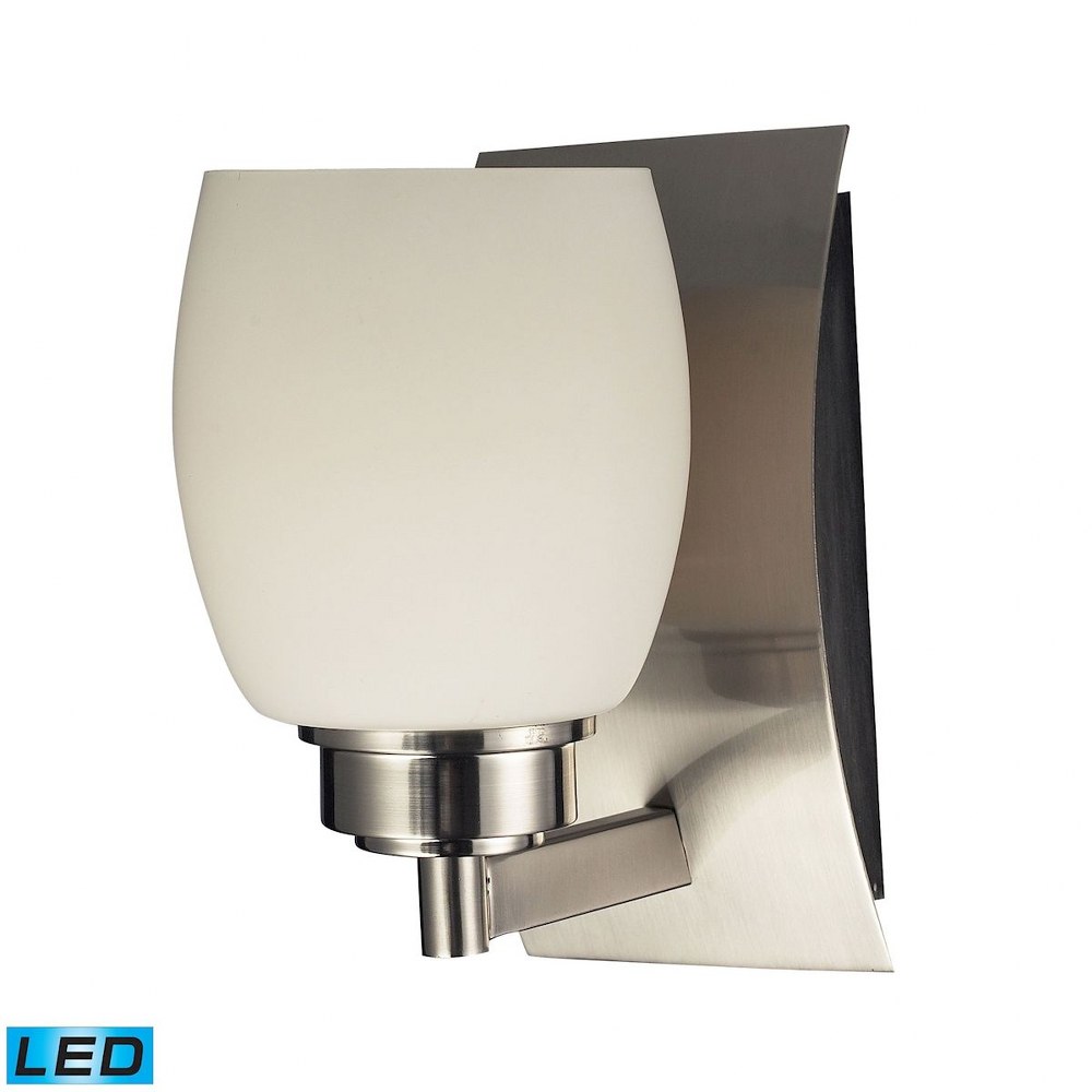 Elk Lighting-17100/1-LED-Northport - 9.5W 1 LED Bath Vanity in Transitional Style with Art Deco and Mid-Century Modern inspirations - 8 Inches tall and 4.5 inches wide   Satin Nickel Finish with Opal 